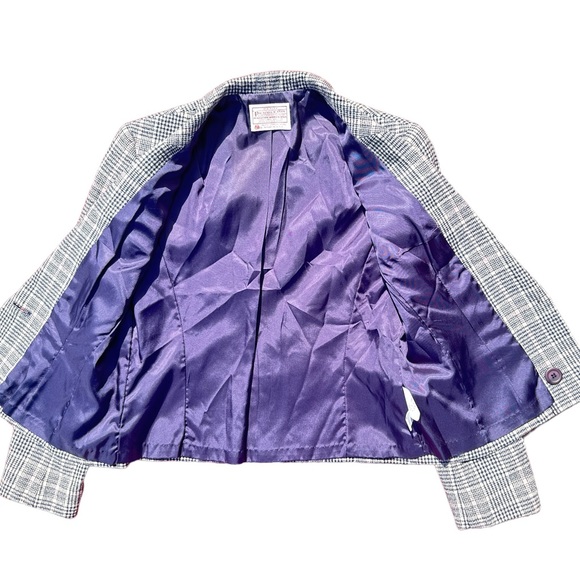 Pendleton Vintage Women’s Blazer/ 6 Petite/ black, cream, & pink plaid - Picture 9 of 13